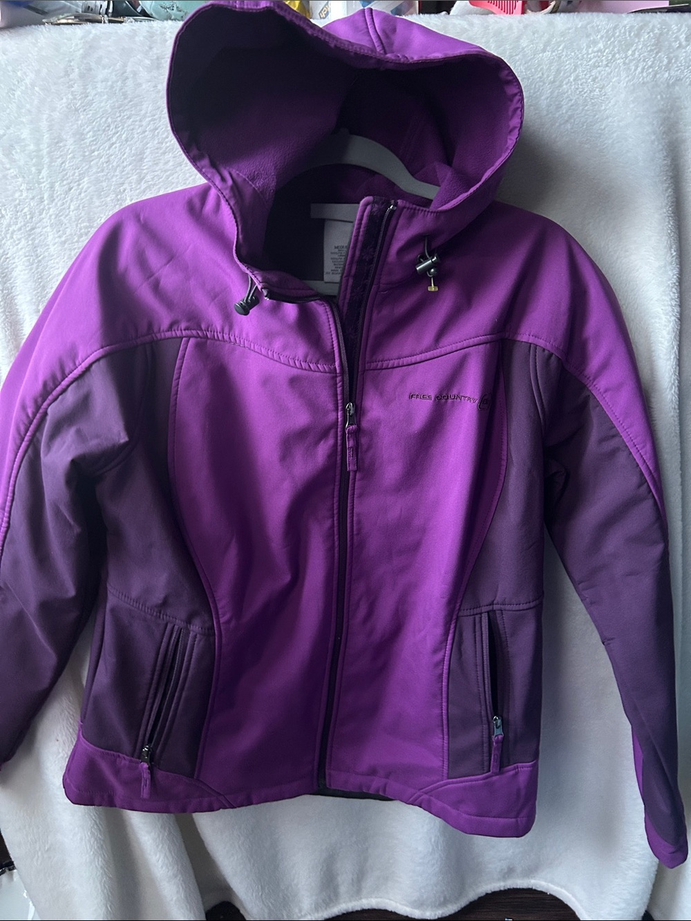 Free country hooded colorblock soft shell jacket Medium